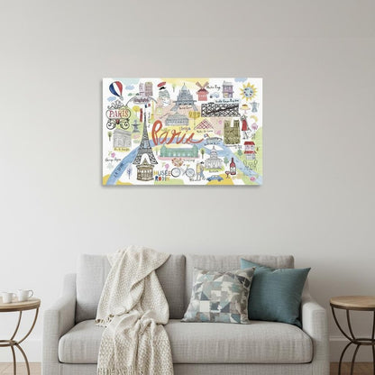 Fun Illustrated Paris Map Unframed Print Wall Art HomeRoots