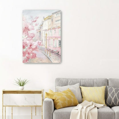 Pretty Pastel Pink Paris Street Unframed Print Wall Art HomeRoots