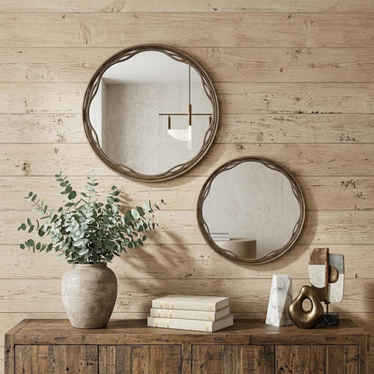 Set of Two Gold Round Ornate Framed Accent Mirrors HomeRoots