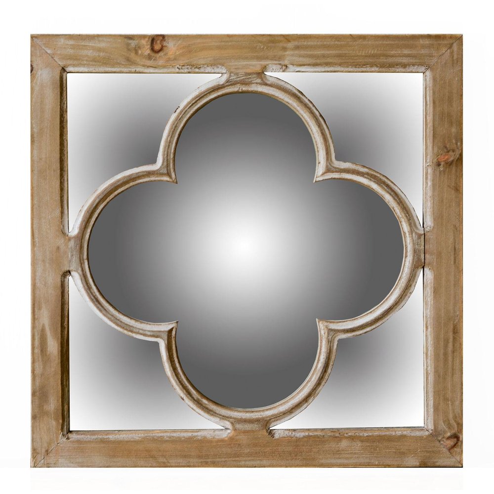 10" Natural Brown With Whitewash Square Wall Mounted Accent Mirror HomeRoots