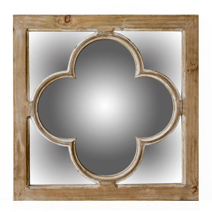 10" Natural Brown With Whitewash Square Wall Mounted Accent Mirror HomeRoots