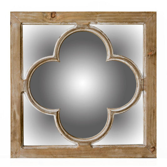10" Natural Brown With Whitewash Square Wall Mounted Accent Mirror HomeRoots