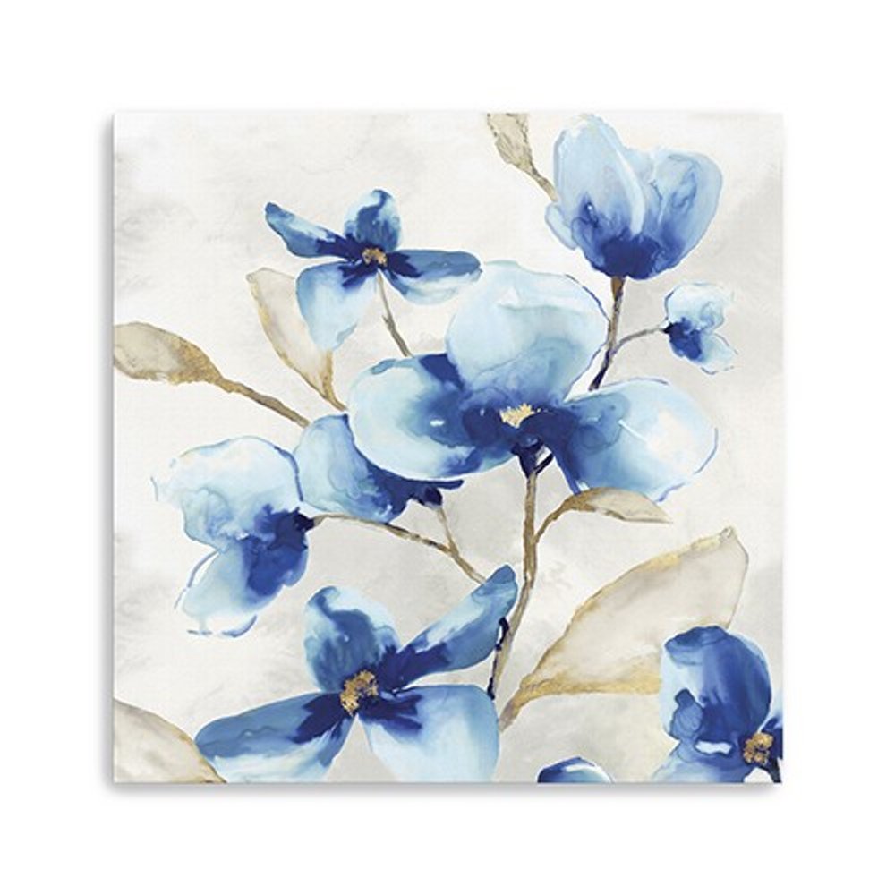20" x 20" Watercolor Shades of Blue Floral Canvas Wall Art — view 2