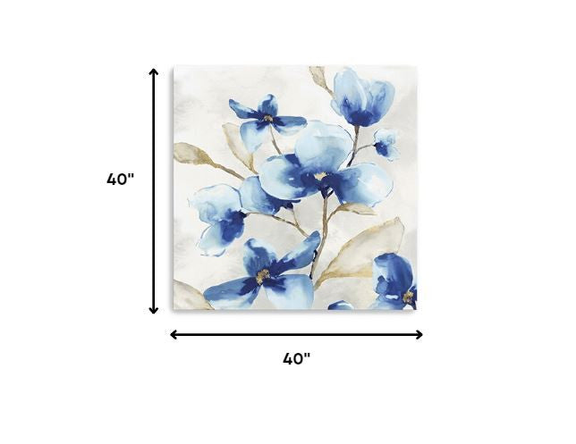 20" x 20" Watercolor Shades of Blue Floral Canvas Wall Art — view 10