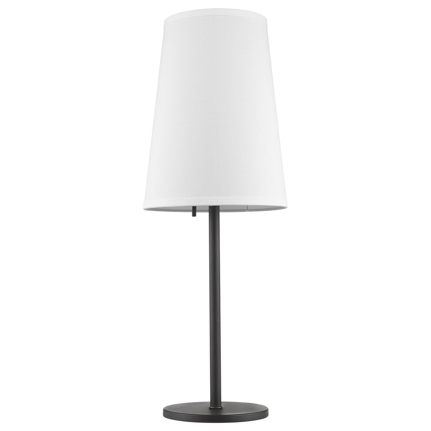 27" Black Metal Table Lamp With White Cone Shade