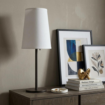 27" Black Metal Table Lamp With White Cone Shade HomeRoots