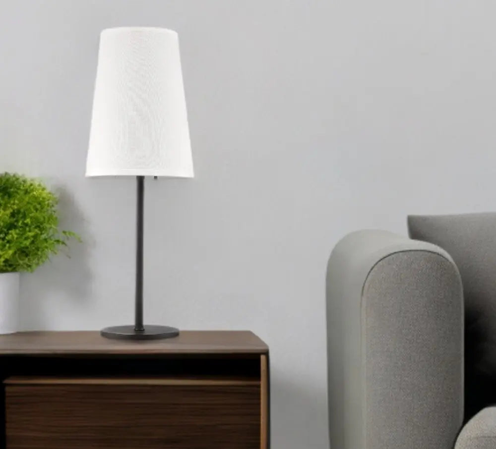 27" Black Metal Table Lamp With White Cone Shade HomeRoots