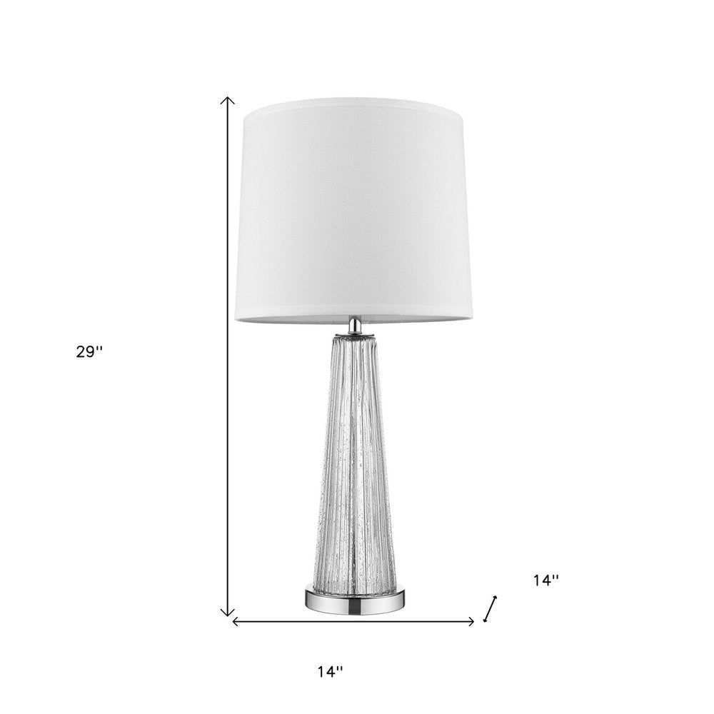 29" Clear And Silver Table Lamp With Empire Shade HomeRoots