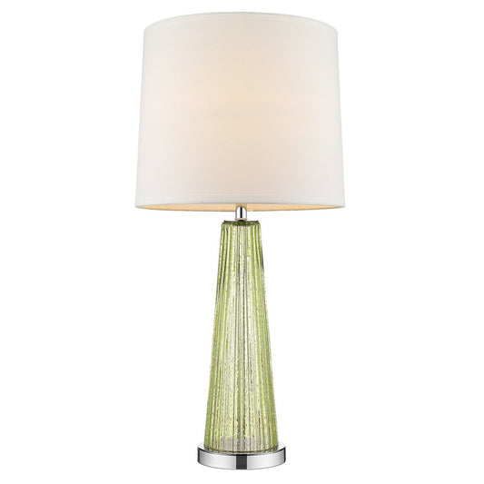 29" Green Glass Buffet Lamp With Off White Empire Shade HomeRoots