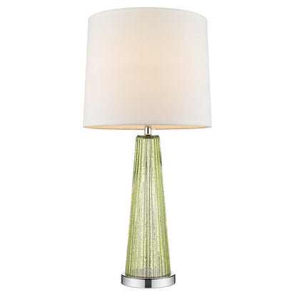 29" Green Glass Buffet Lamp With Off White Empire Shade HomeRoots