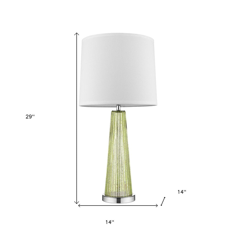 29" Green Glass Buffet Lamp With Off White Empire Shade — view 3