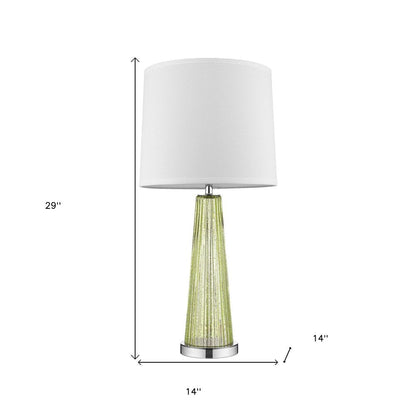 29" Green Glass Buffet Lamp With Off White Empire Shade HomeRoots