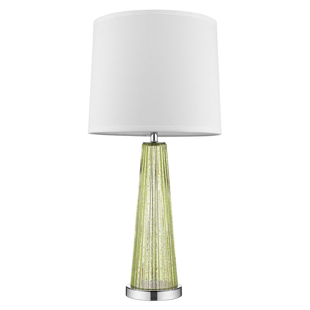 29" Green Glass Buffet Lamp With Off White Empire Shade HomeRoots