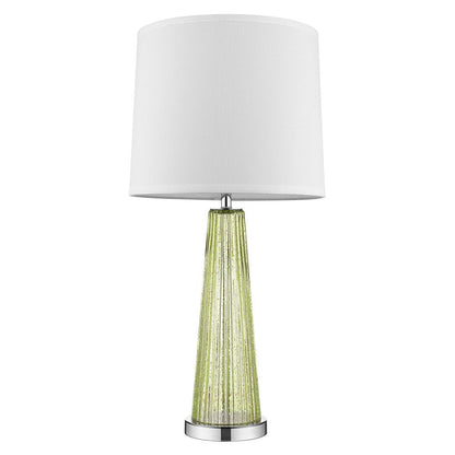 29" Green Glass Buffet Lamp With Off White Empire Shade HomeRoots