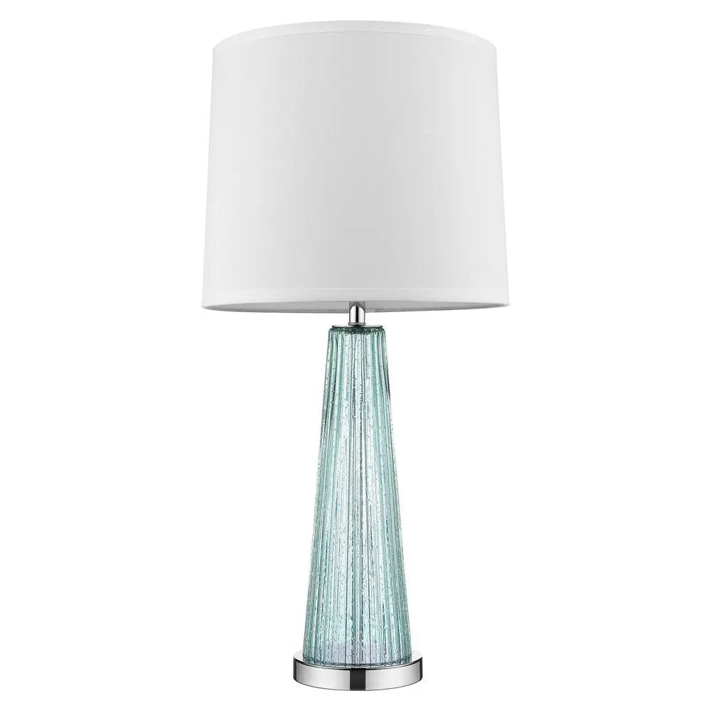 29" Aqua Glass Buffet Lamp With Off White Empire Shade HomeRoots