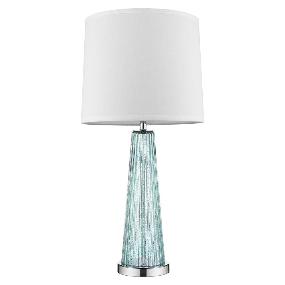 29" Aqua Glass Buffet Lamp With Off White Empire Shade — view 1