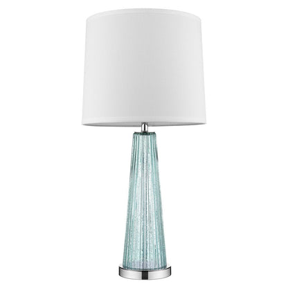29" Aqua Glass Buffet Lamp With Off White Empire Shade HomeRoots