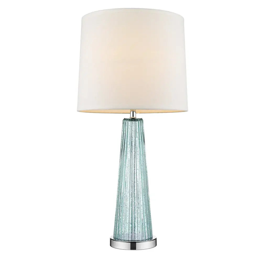 29" Aqua Glass Buffet Lamp With Off White Empire Shade HomeRoots