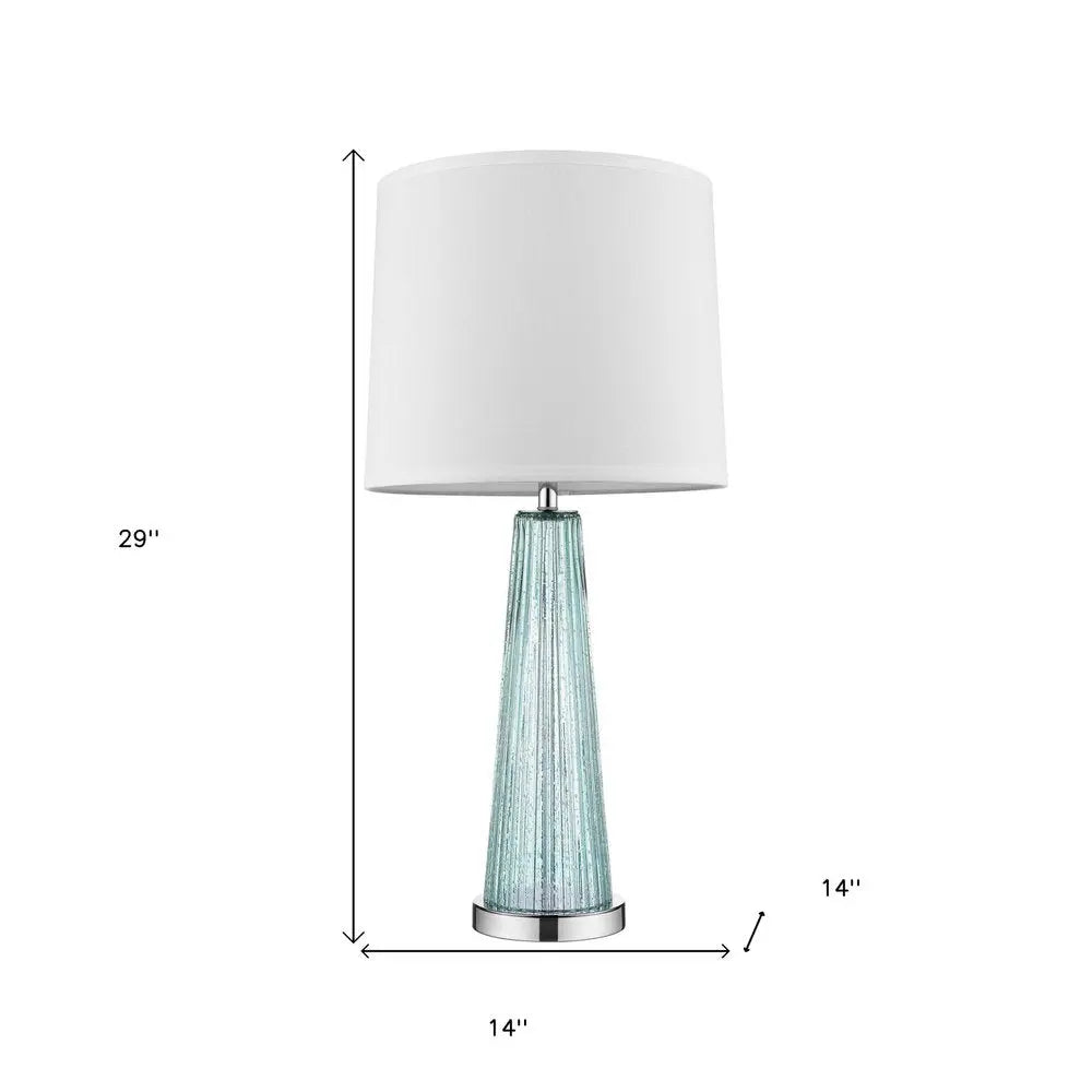 29" Aqua Glass Buffet Lamp With Off White Empire Shade HomeRoots