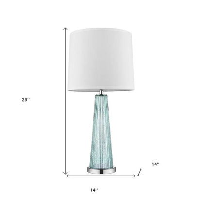 29" Aqua Glass Buffet Lamp With Off White Empire Shade HomeRoots