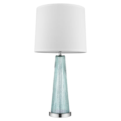 29" Aqua Glass Buffet Lamp With Off White Empire Shade