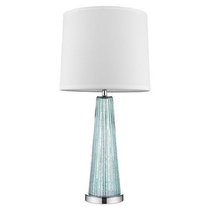 29" Aqua Glass Buffet Lamp With Off White Empire Shade HomeRoots
