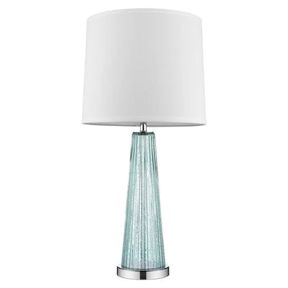 29" Aqua Glass Buffet Lamp With Off White Empire Shade HomeRoots