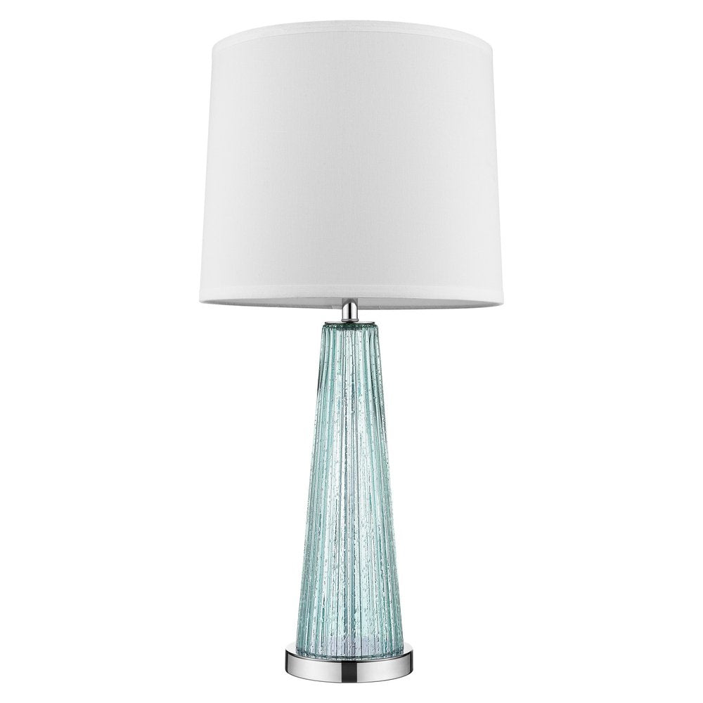 29" Aqua Glass Buffet Lamp With Off White Empire Shade — view 4