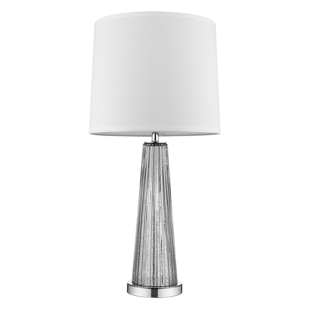 29" Silver Glass Buffet Lamp With Off White Empire Shade — view 1
