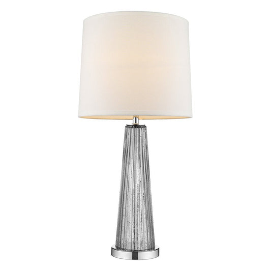 29" Silver Glass Buffet Lamp With Off White Empire Shade HomeRoots