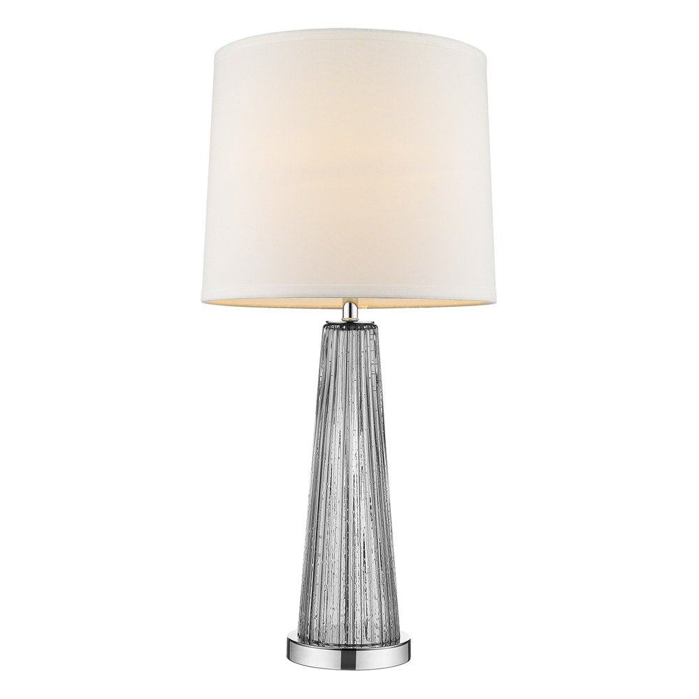 29" Silver Glass Buffet Lamp With Off White Empire Shade — view 2