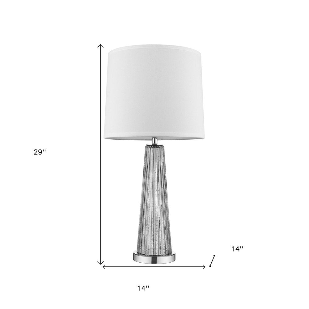 29" Silver Glass Buffet Lamp With Off White Empire Shade — view 3