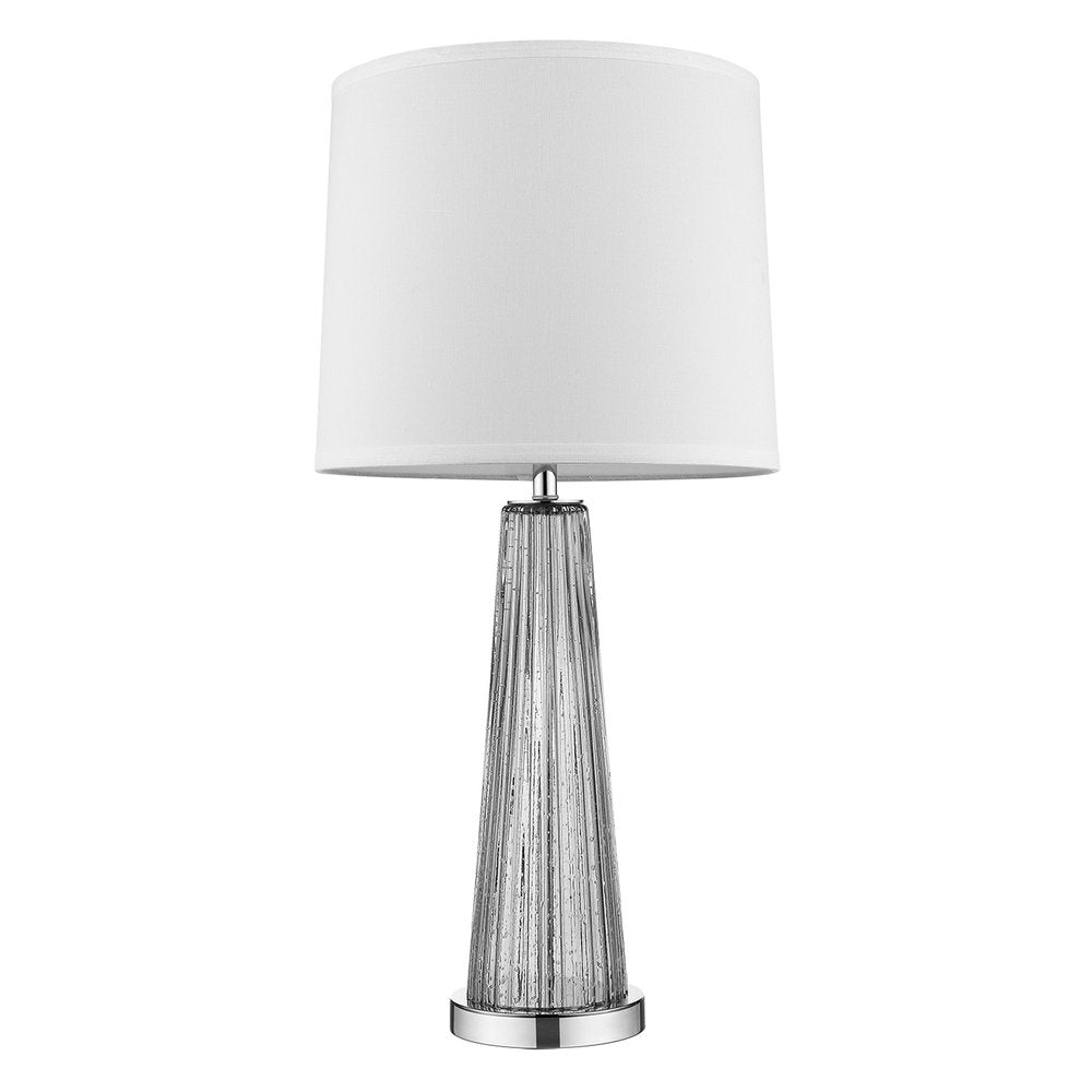 29" Silver Glass Buffet Lamp With Off White Empire Shade — view 4