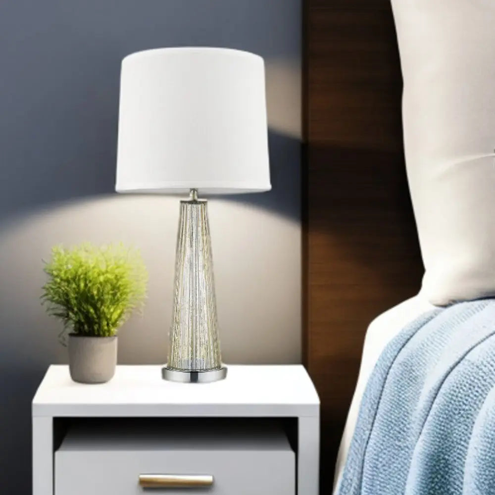 29" Champagne Glass Buffet Lamp With Off White Empire Shade HomeRoots