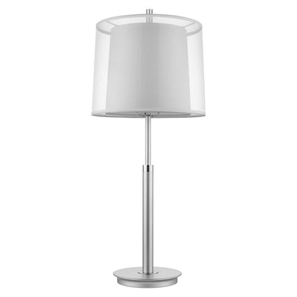 31" Silver Metal Table Lamp With White Empire Shade HomeRoots