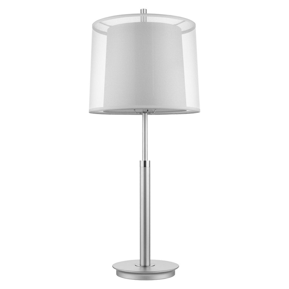 31" Silver Metal Table Lamp With White Empire Shade HomeRoots