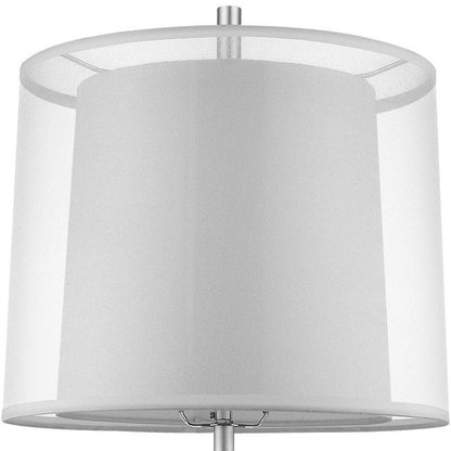 31" Silver Metal Table Lamp With White Empire Shade HomeRoots