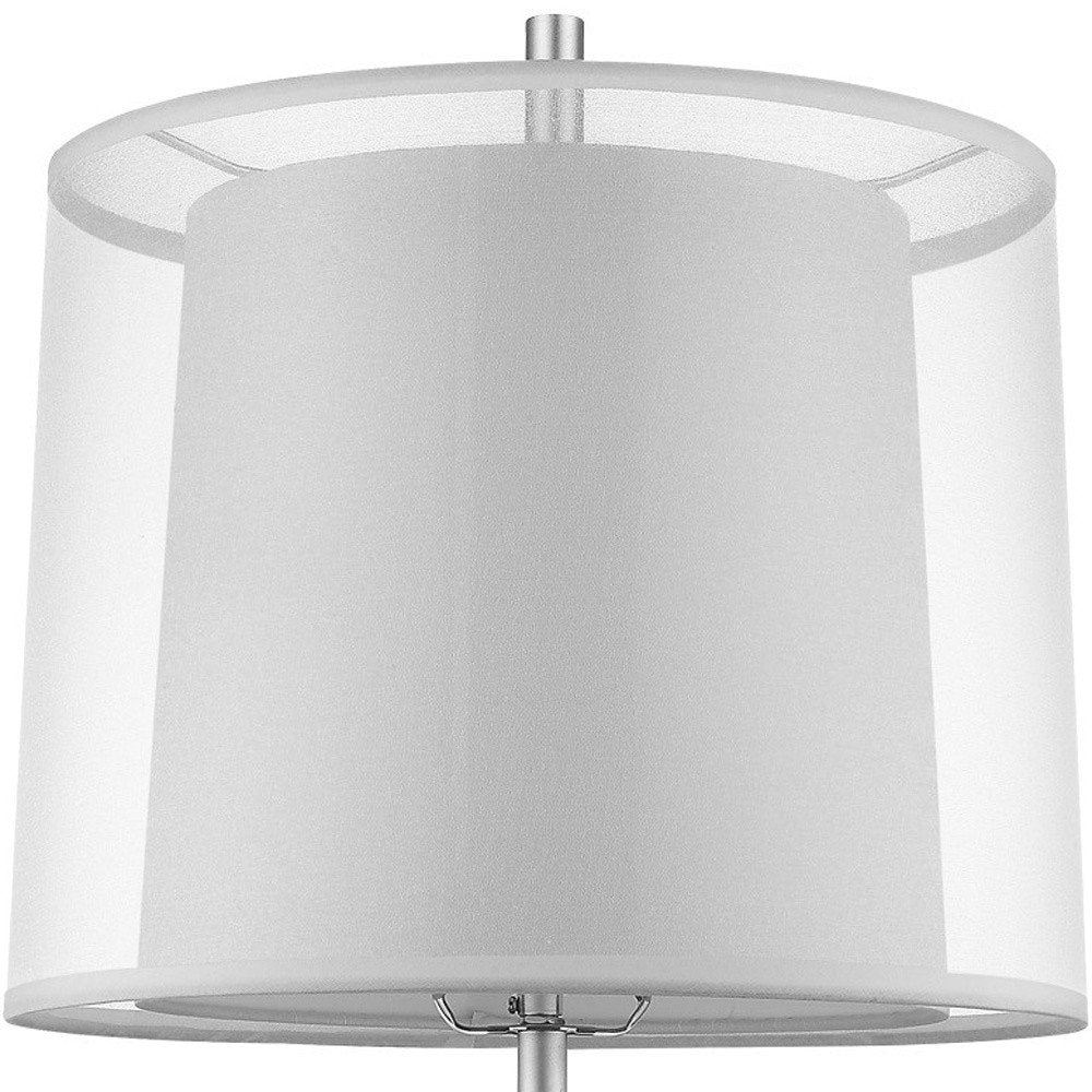 31" Silver Metal Table Lamp With White Empire Shade — view 4