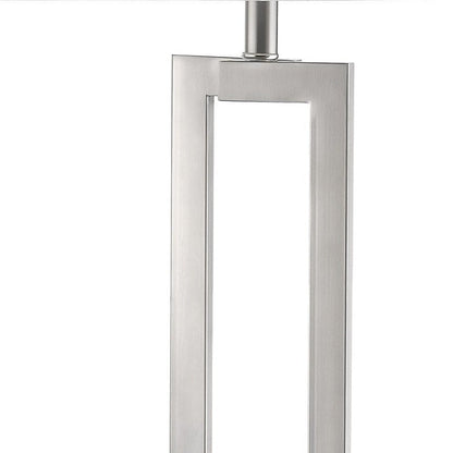 30" Silver Metal Table Lamp With White Rectangular Shade HomeRoots