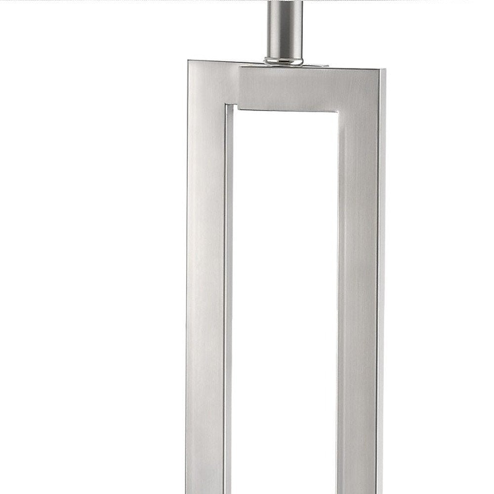 30" Silver Metal Table Lamp With White Rectangular Shade — view 4