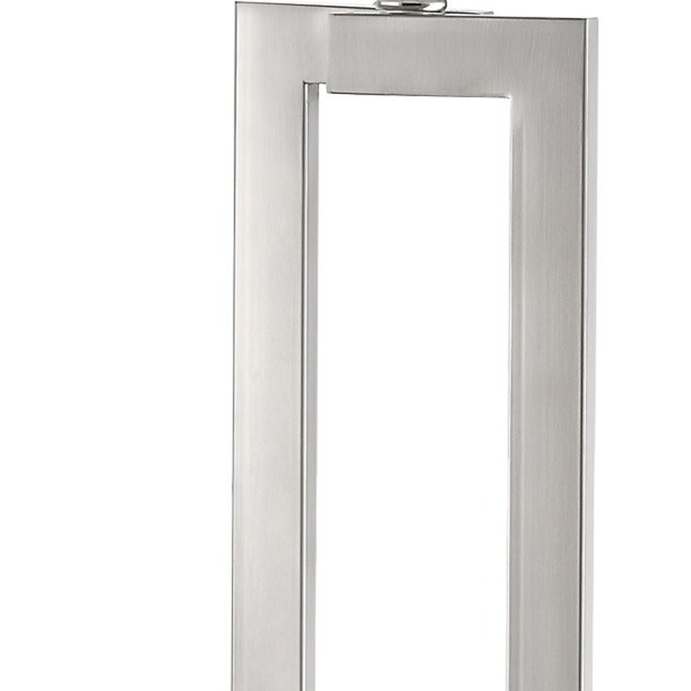 30" Silver Metal Table Lamp With White Rectangular Shade — view 5