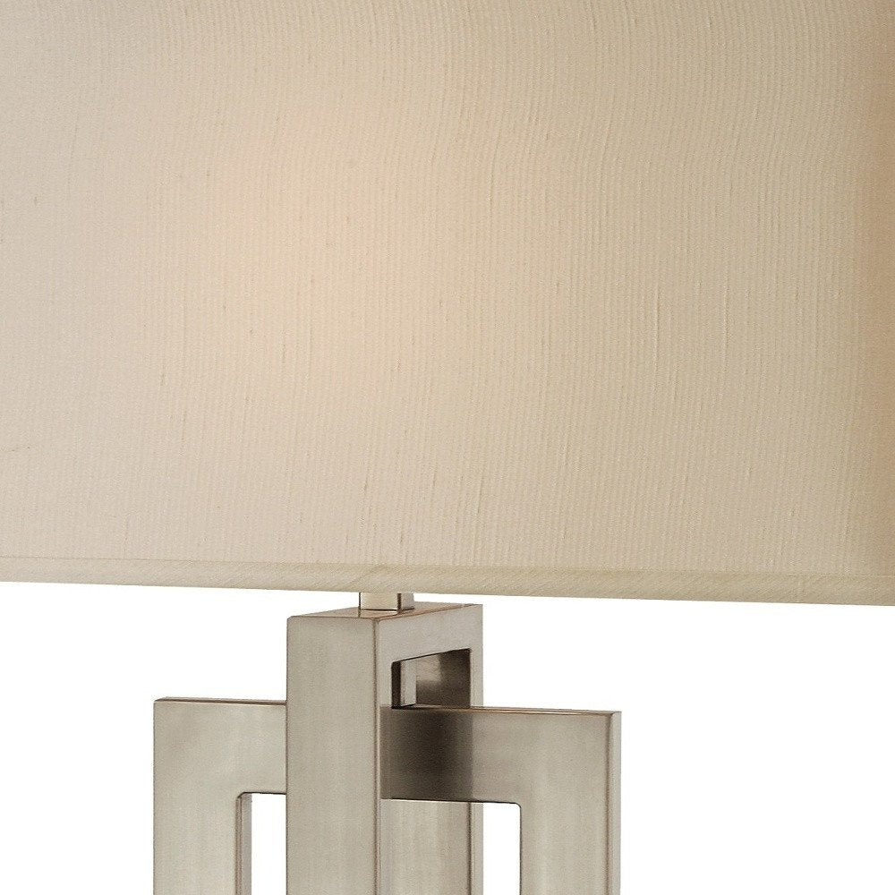 36" Nickel Iron Geometric Table Lamp With Ivory Shade — view 5