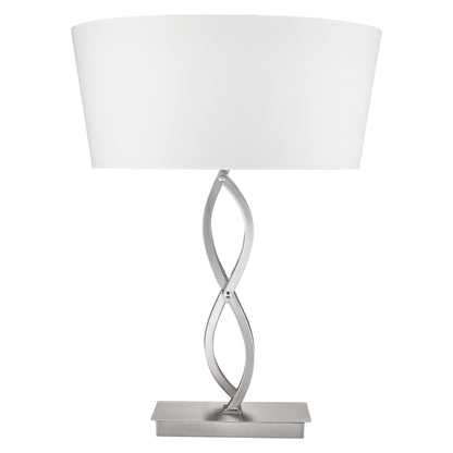 25" Nickel Metal Novelty Buffet Lamp With White Empire Shade