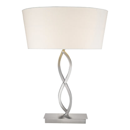 25" Nickel Metal Novelty Buffet Lamp With White Empire Shade