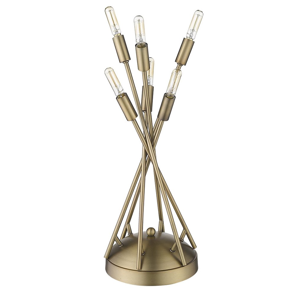 19" Brass Metal Six Light Novelty Table Lamp — view 1