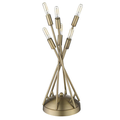 19" Brass Metal Six Light Novelty Table Lamp HomeRoots