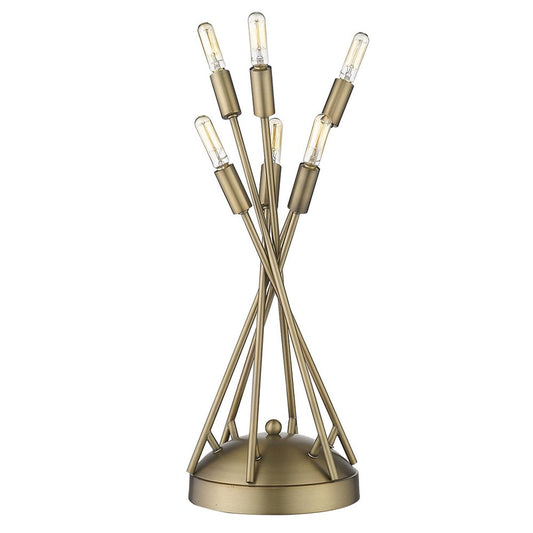19" Brass Metal Six Light Novelty Table Lamp HomeRoots