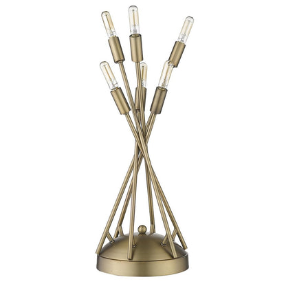 19" Brass Metal Six Light Novelty Table Lamp HomeRoots