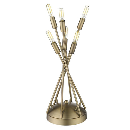 19" Brass Metal Six Light Novelty Table Lamp HomeRoots