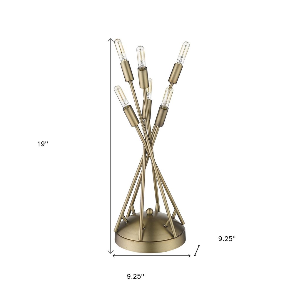 19" Brass Metal Six Light Novelty Table Lamp HomeRoots